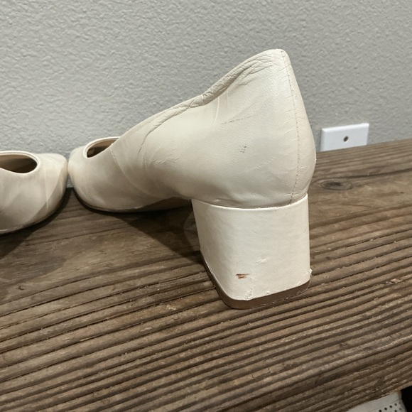 Franco Sarto Jesslyn Pumps White Leather Low Block Heel Size 11 - Picture 8 of 9